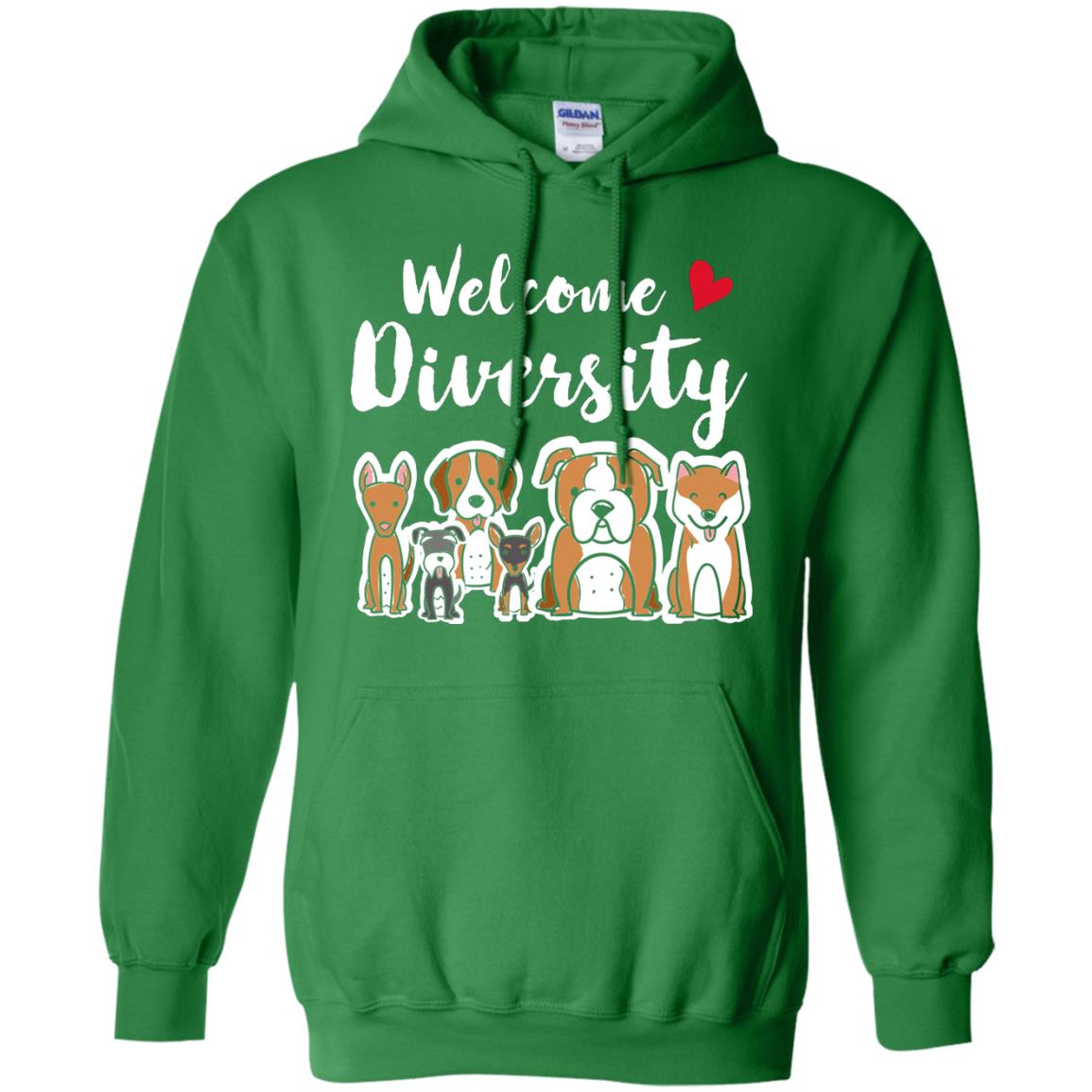 Dog Lover T-shirt Welcome Diversity Irish Green