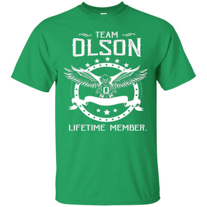 Family T-shirt Team Olson Lifetime Member Irish Green