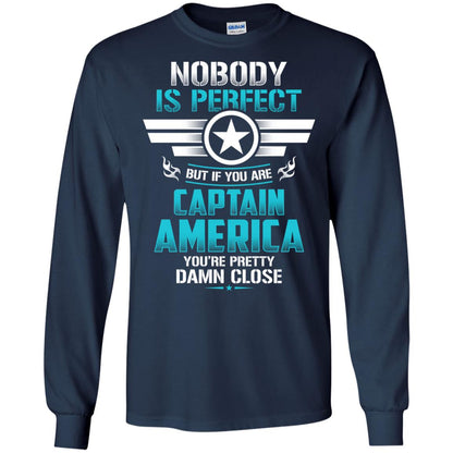 Nobody Is Perfect But If You Are Captain America You_re Pretty Damn Close Movie Fan T-shirt Navy