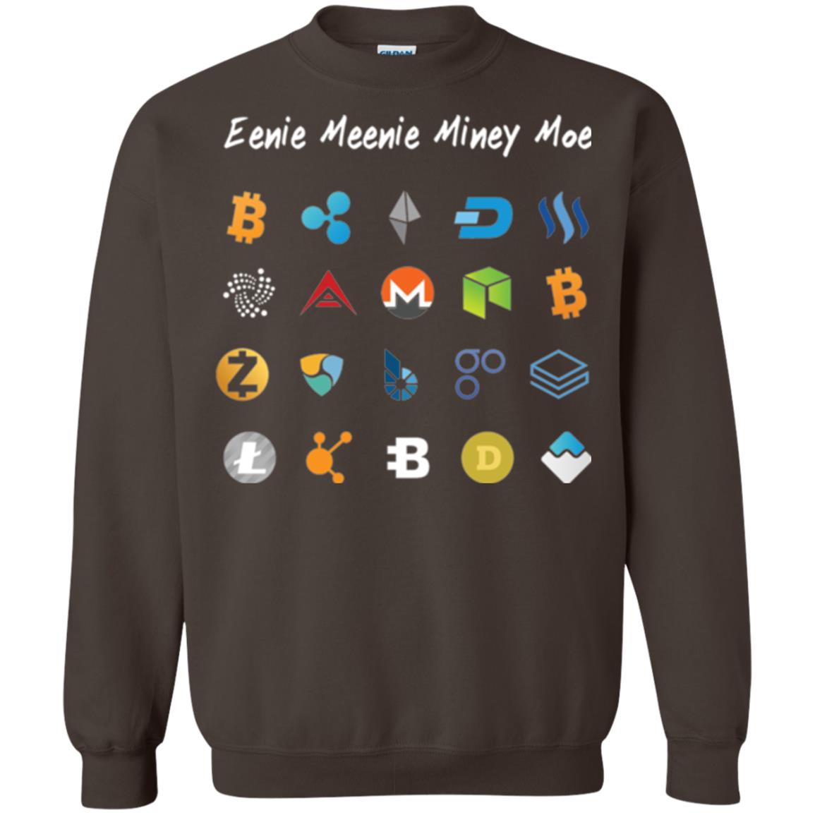 Bitcoin Litecoin Ethereum Eenie Meenie Miney Moe T-shirt Dark Chocolate