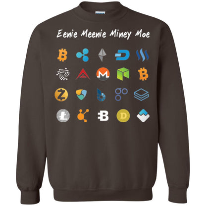 Bitcoin Litecoin Ethereum Eenie Meenie Miney Moe T-shirt Dark Chocolate