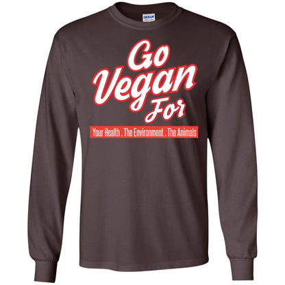 Vegetarian T-shirt Go Vegan For Your Health The Environment The Animals Dark Chocolate