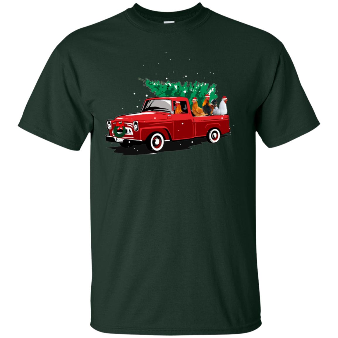 Chickens On Car Merry Christmas Gift Shirt For Mens Womens Forest