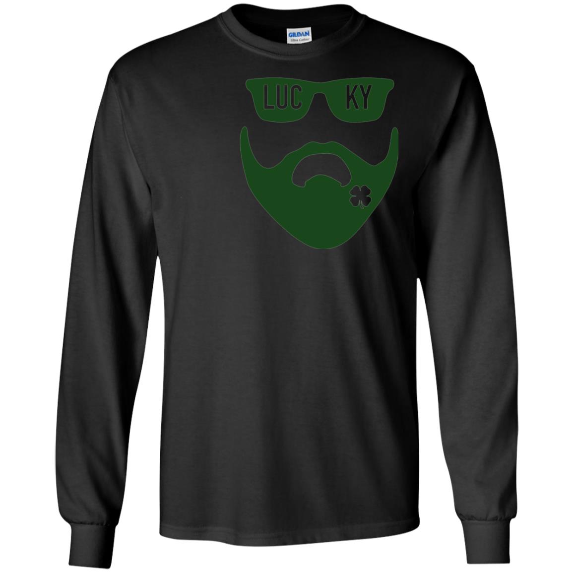 Green Bearded Clover Lucky Charm St. Patrick_s Day T-shirt Black