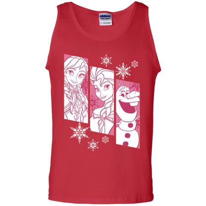 Frozen Anna Elsa Olaf Snowflake Panel Graphic T-shirt Red