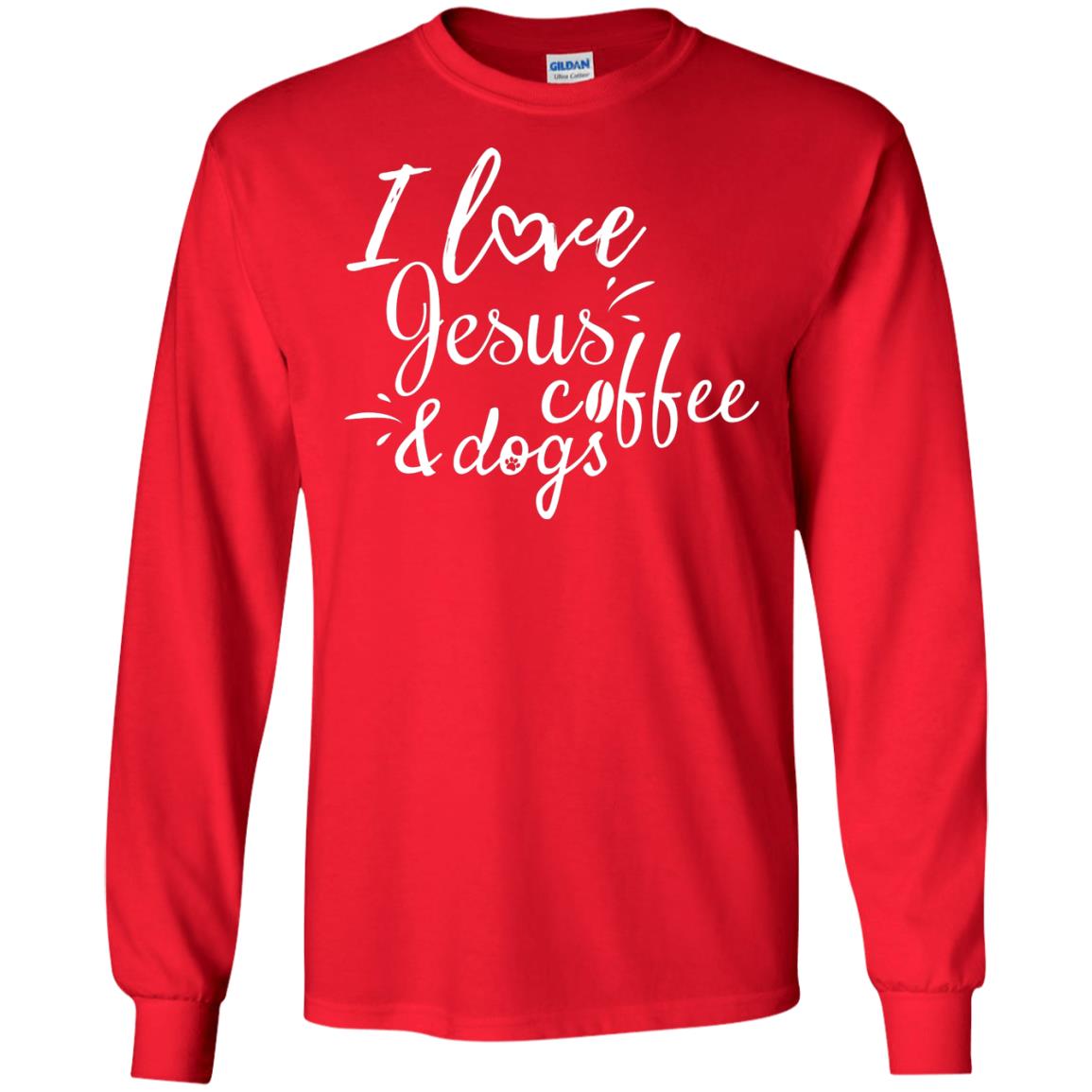 I Love Jesus Coffee And Dogs Christian T-shirt Red