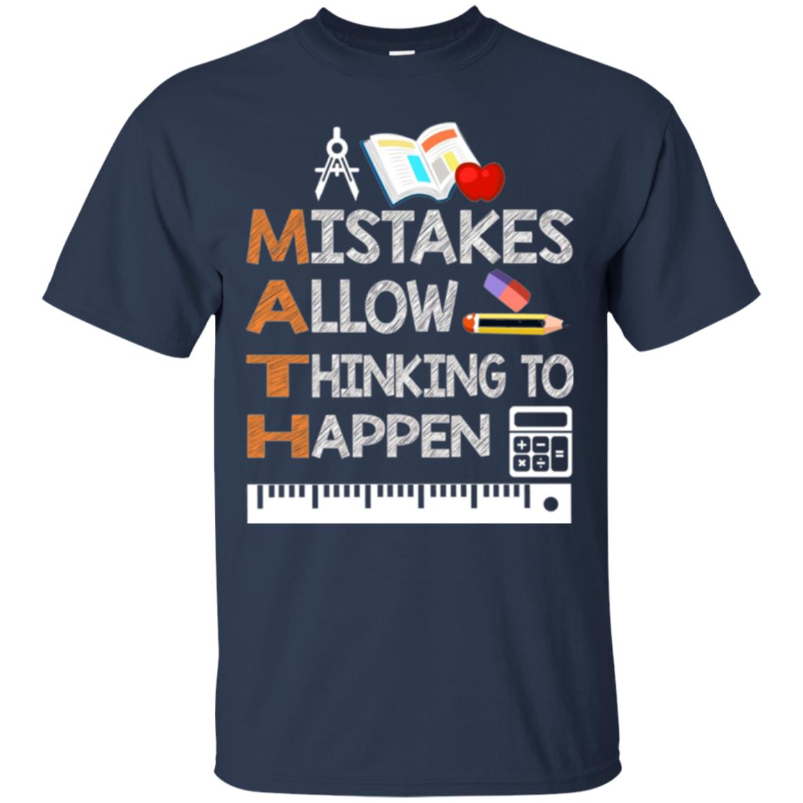 Math Lover T-shirt Mistakes Allow Thinking To Happen Navy