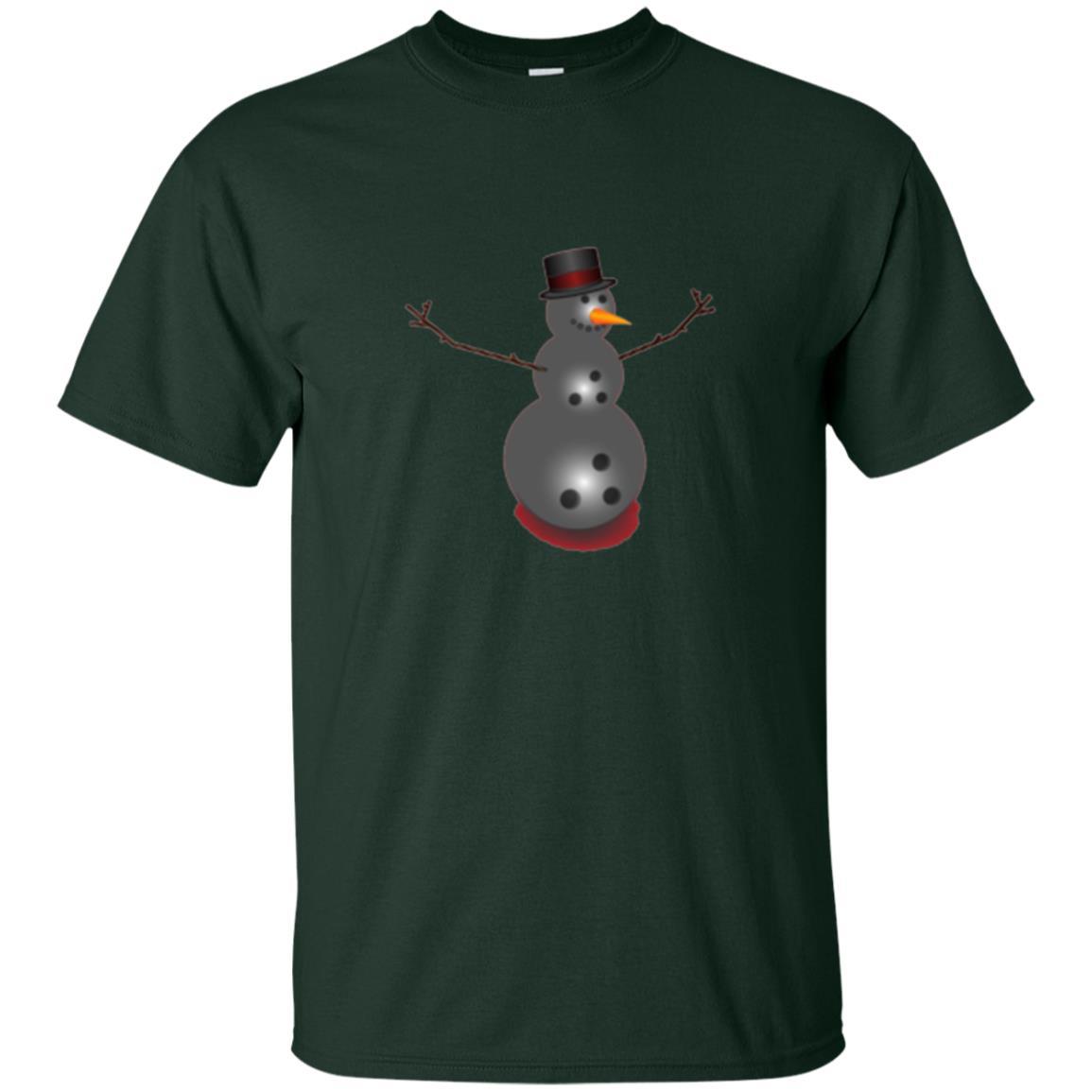 Christmas T-shirt Bowling Ball Snowman Forest Green