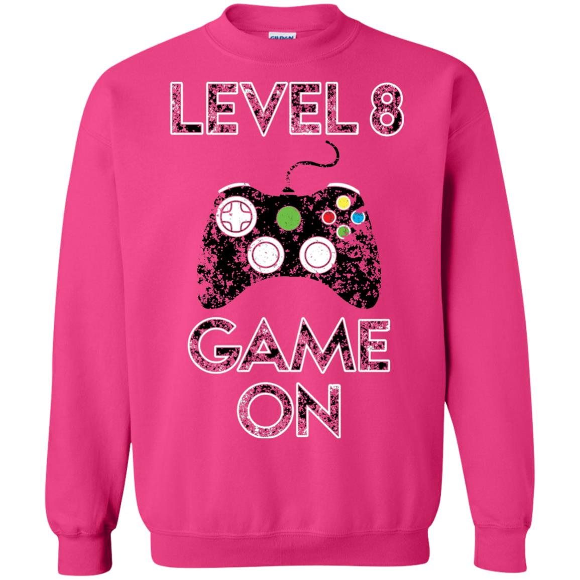 Kids Level 8 Game On 8th Birthday Gift T-shirt Heliconia