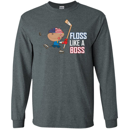 Floss Like A Boss Shirt For Hockey Players Dark Heather