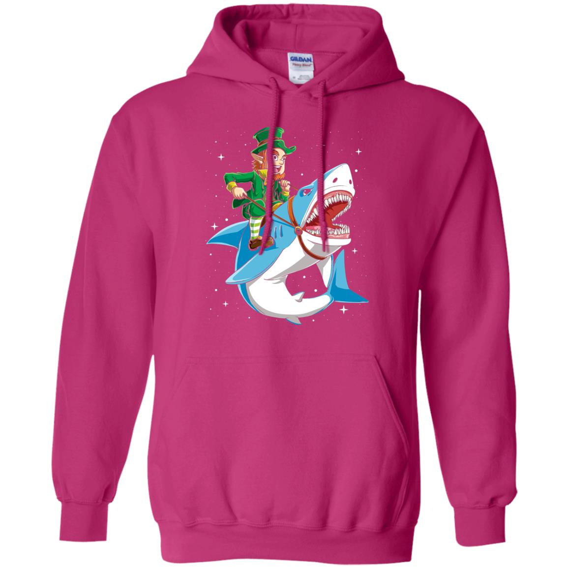 Leprechaun Riding Shark St Patricks Day T-shirt Heliconia