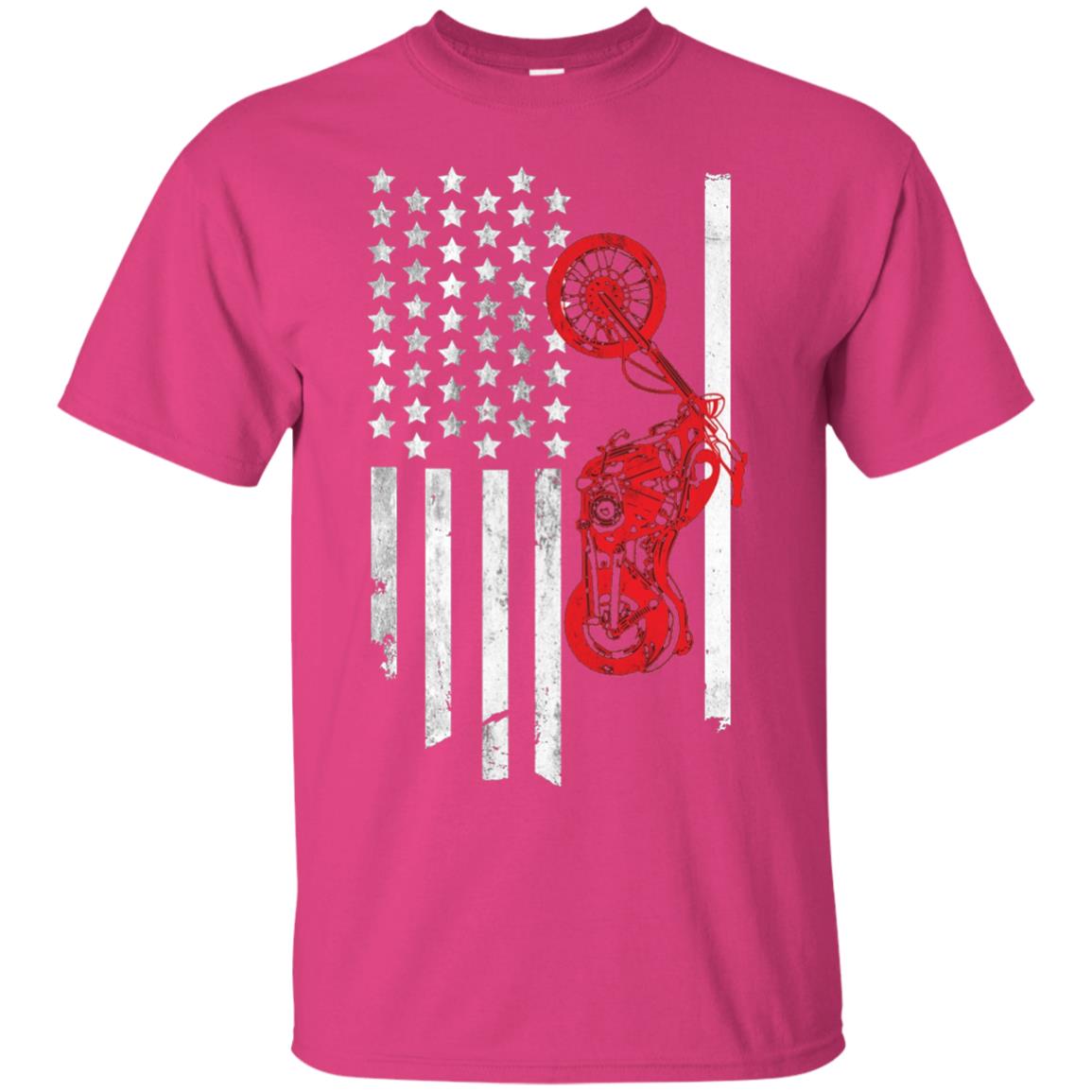 Old American Flag Motorcyclist Shirt Heliconia
