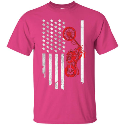 Old American Flag Motorcyclist Shirt Heliconia