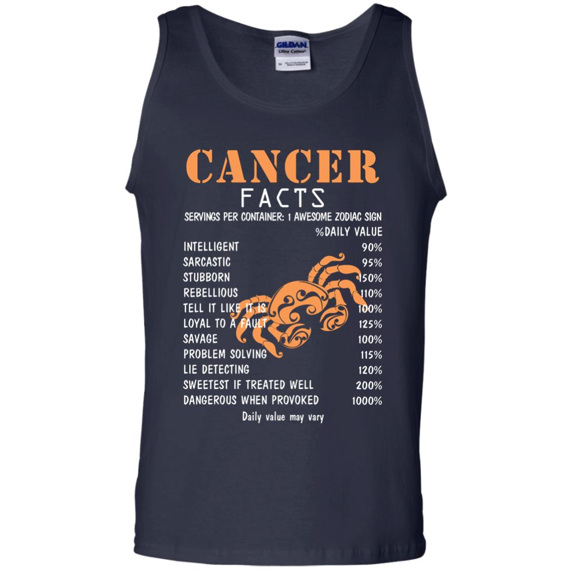 Cancer Facts 1 Awesome Zodiac Sign Gift Shirt For Cancer Horoscope Navy