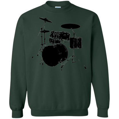 Drum Lovers T-shirt Drum Kit Stencil Print Forest Green