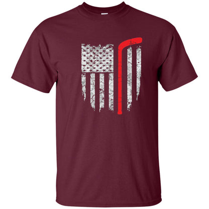 Hockey American Flag Hockey Lover T-shirt Maroon