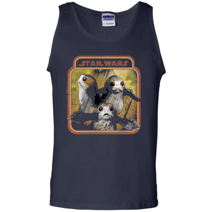 Film T-shirt Star Wars Last Jedi Porg Triplets Retro Box Graphic Navy