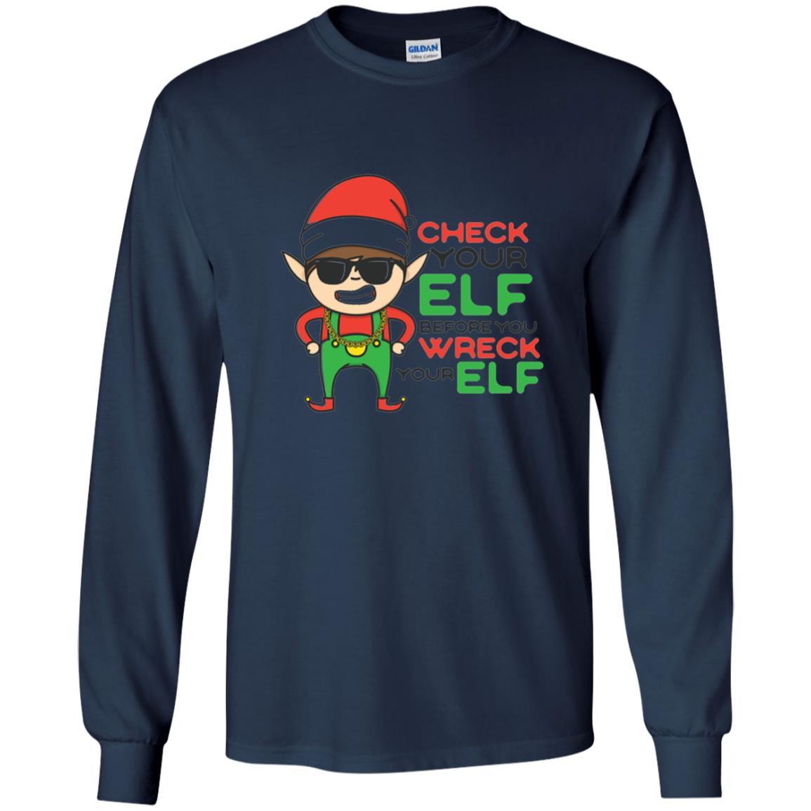 Christmas T-shirt Check Your Elf Before You Wreck Your Elf Navy