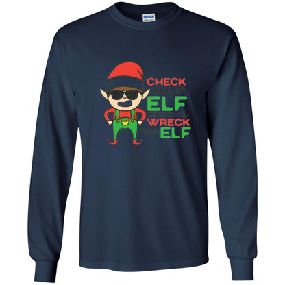 Christmas T-shirt Check Your Elf Before You Wreck Your Elf Navy