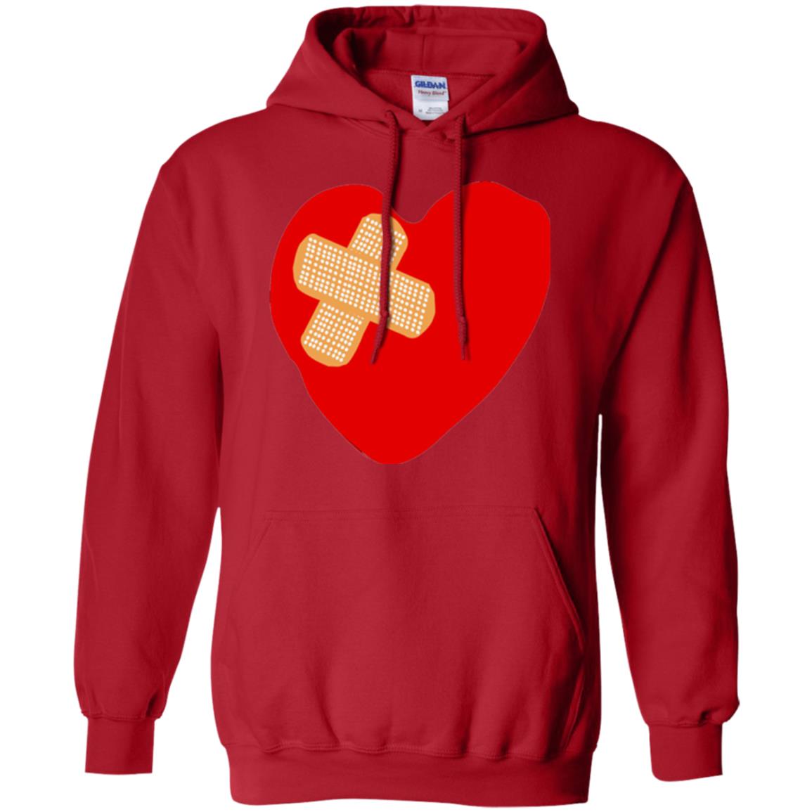 Funny Patched Up Heart Graphic T-shirt Red