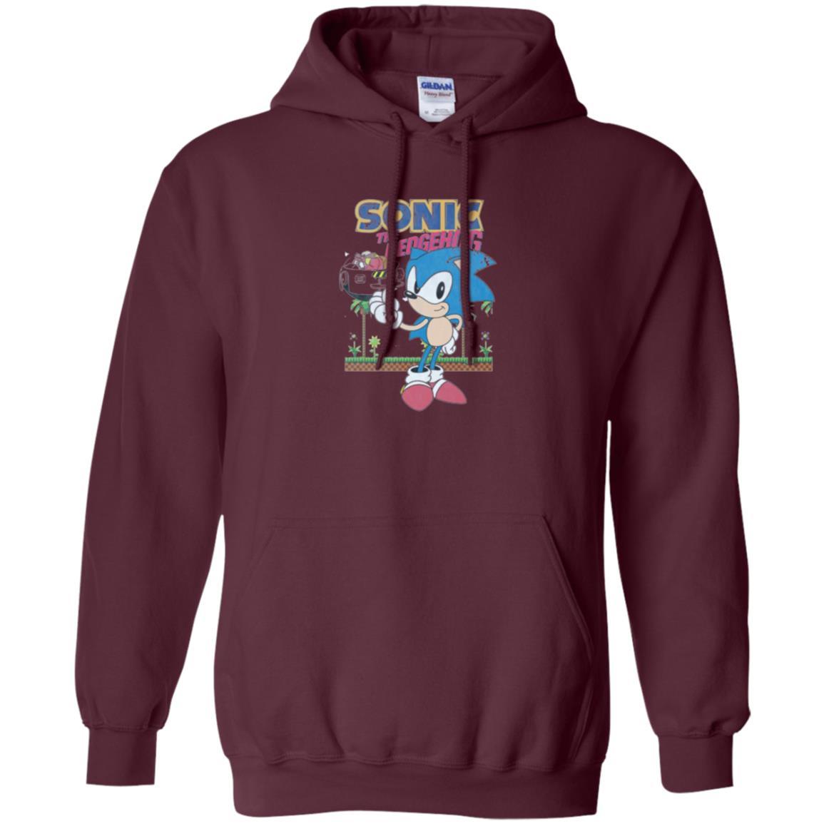 Gamer T-shirt Sega Sonic The Hedgehog Battles Dr. Eggman Robotnik Maroon