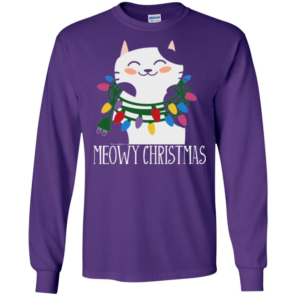 Meowy Christmas Holiday T-shirt Purple