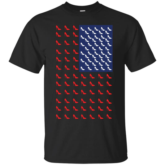 High Heels In Flag Of America T-shirt For Women Black