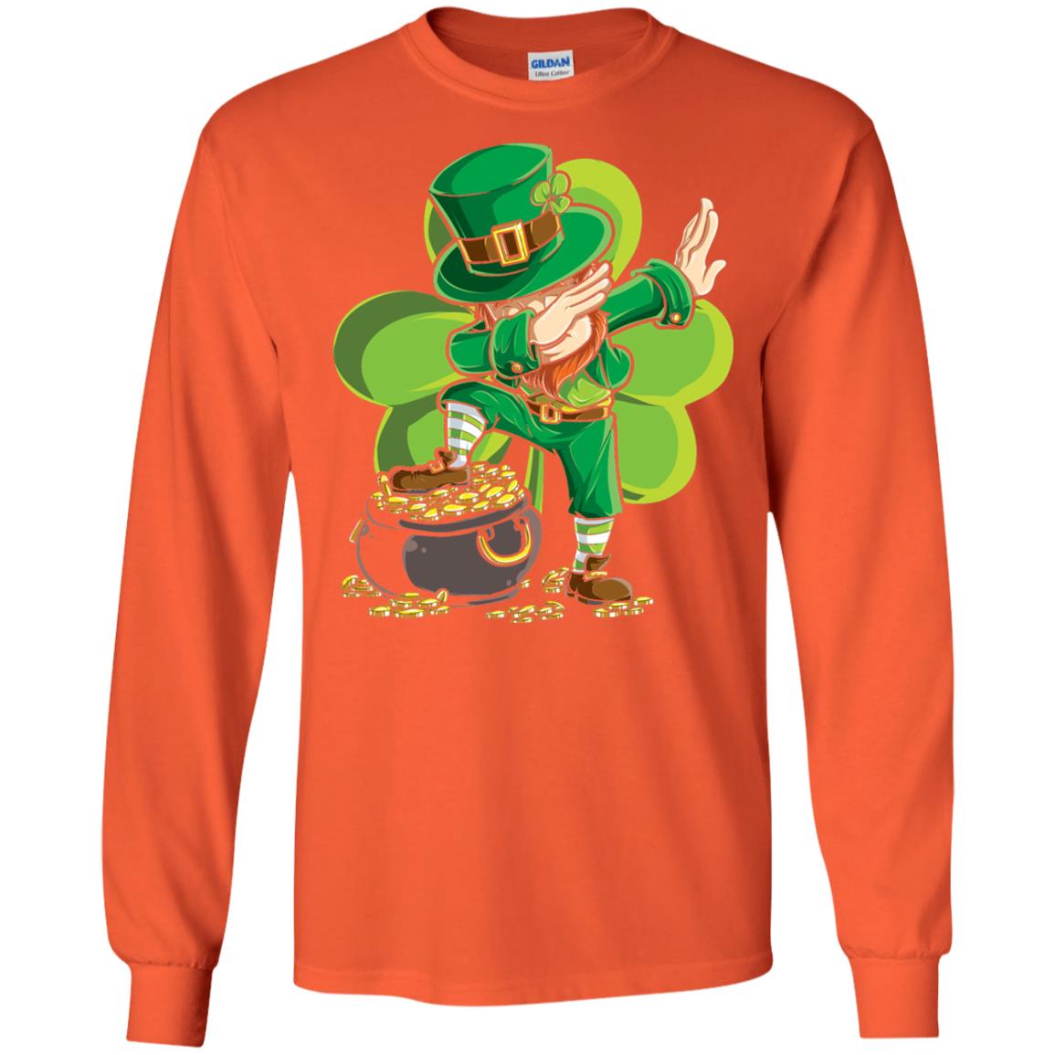 Dabbing Leprechaun St Patricks Day T-shirt Orange