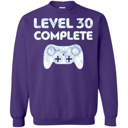 Level 30 Complete Video Gamer 30th Birthday Shirt Purple