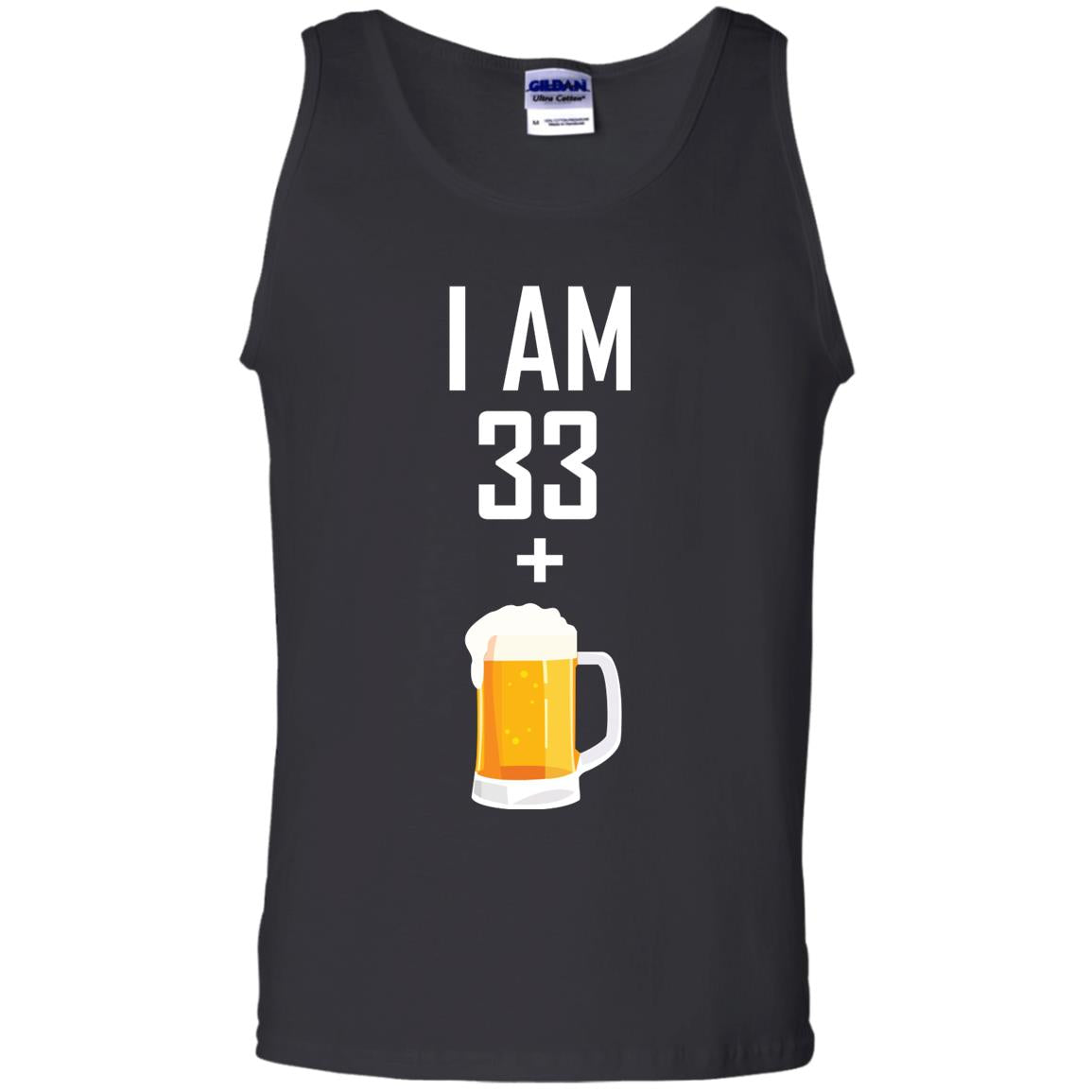 I Am 33 Plus 1 Beer 34th Birthday T-shirt Black
