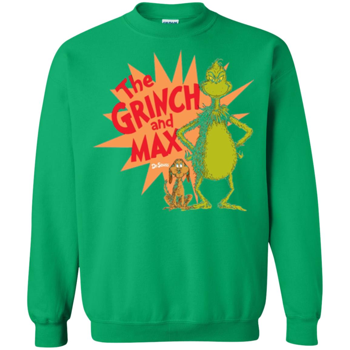 Cartoon T-shirt Dr. Seuss Grinch And Max Burst Irish Green