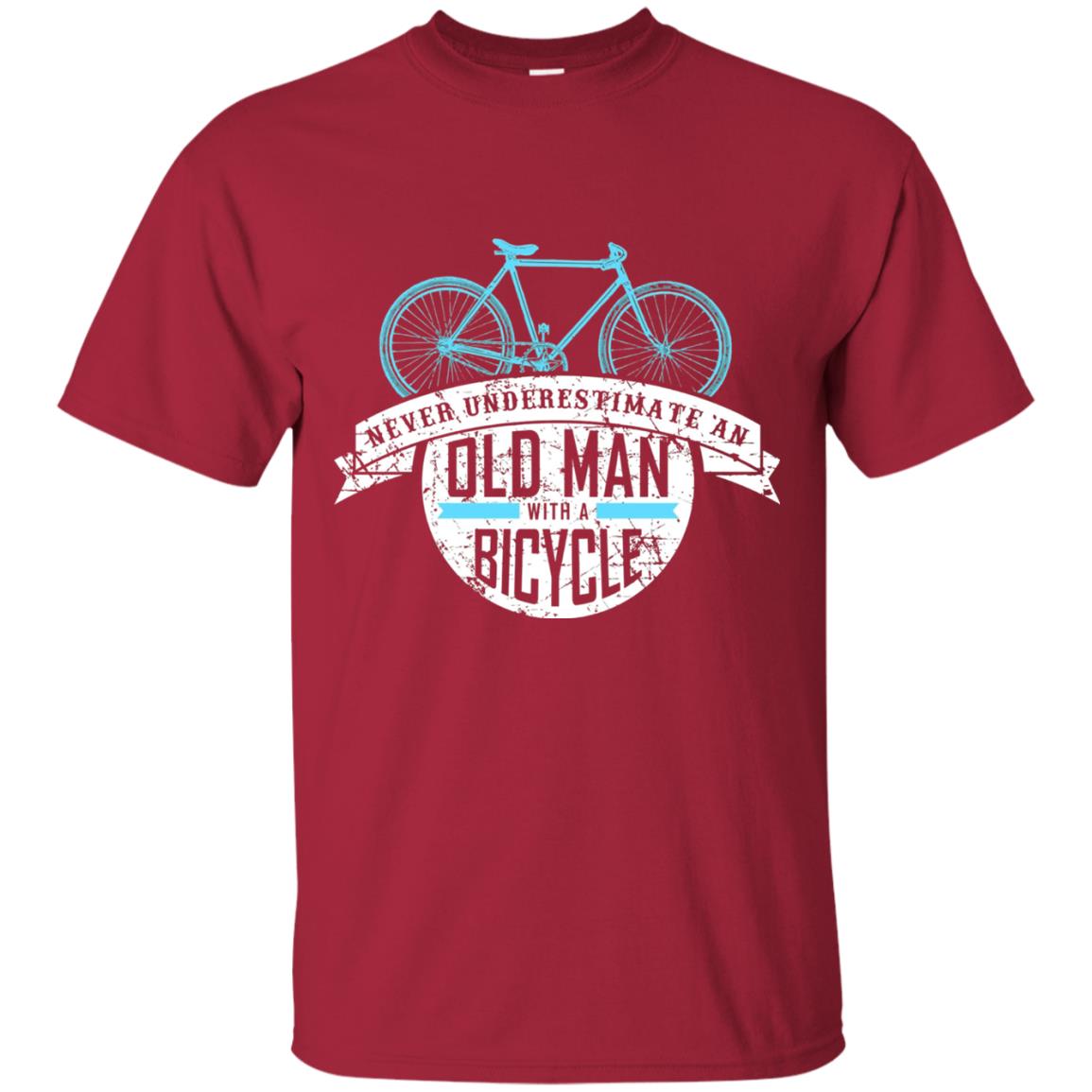 Mens Never Underestimate An Old Man With A Bicycle T-shirt Cardinal