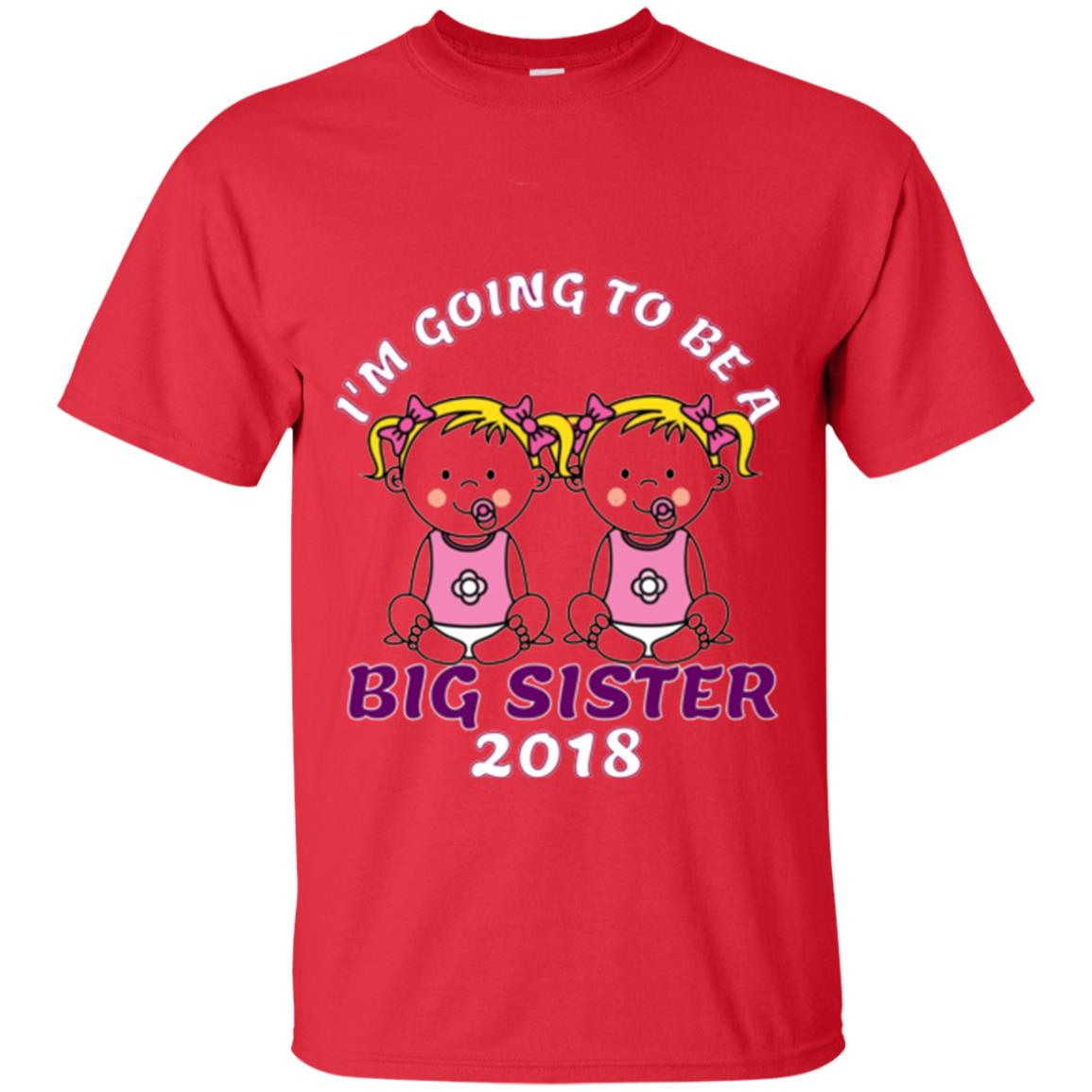 Family T-shirt I_m Going To Be A Big Sister Of Twins 2018 Red