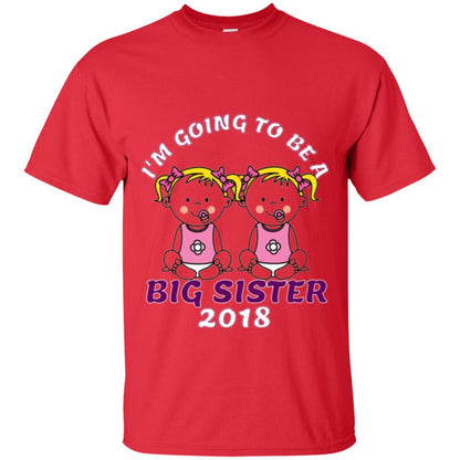 Family T-shirt I_m Going To Be A Big Sister Of Twins 2018 Red