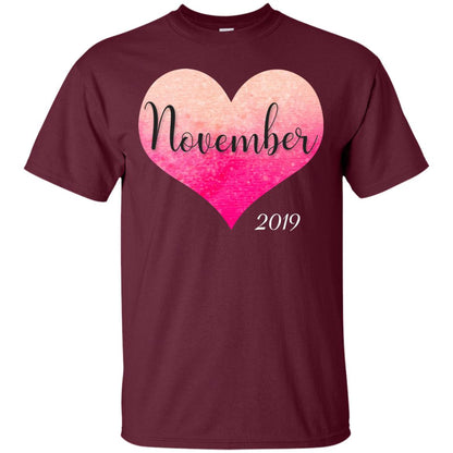 Pregnancy Reveal Announcement Party November 2019 Shirt Maroon
