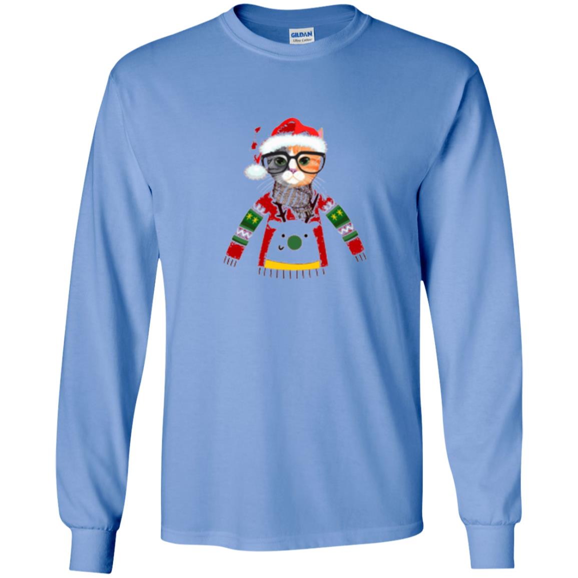 Cat Lovers T-shirt Meowy Christmas Carolina Blue