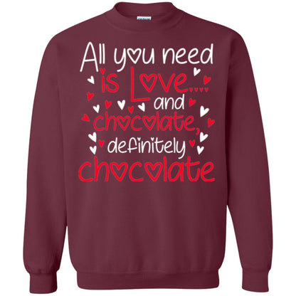 Valentines Day T-shirt All You Need Love And Chocolate Maroon