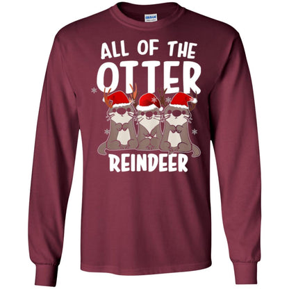 Christmas T-shirt All Of The Otter Reindeer Maroon