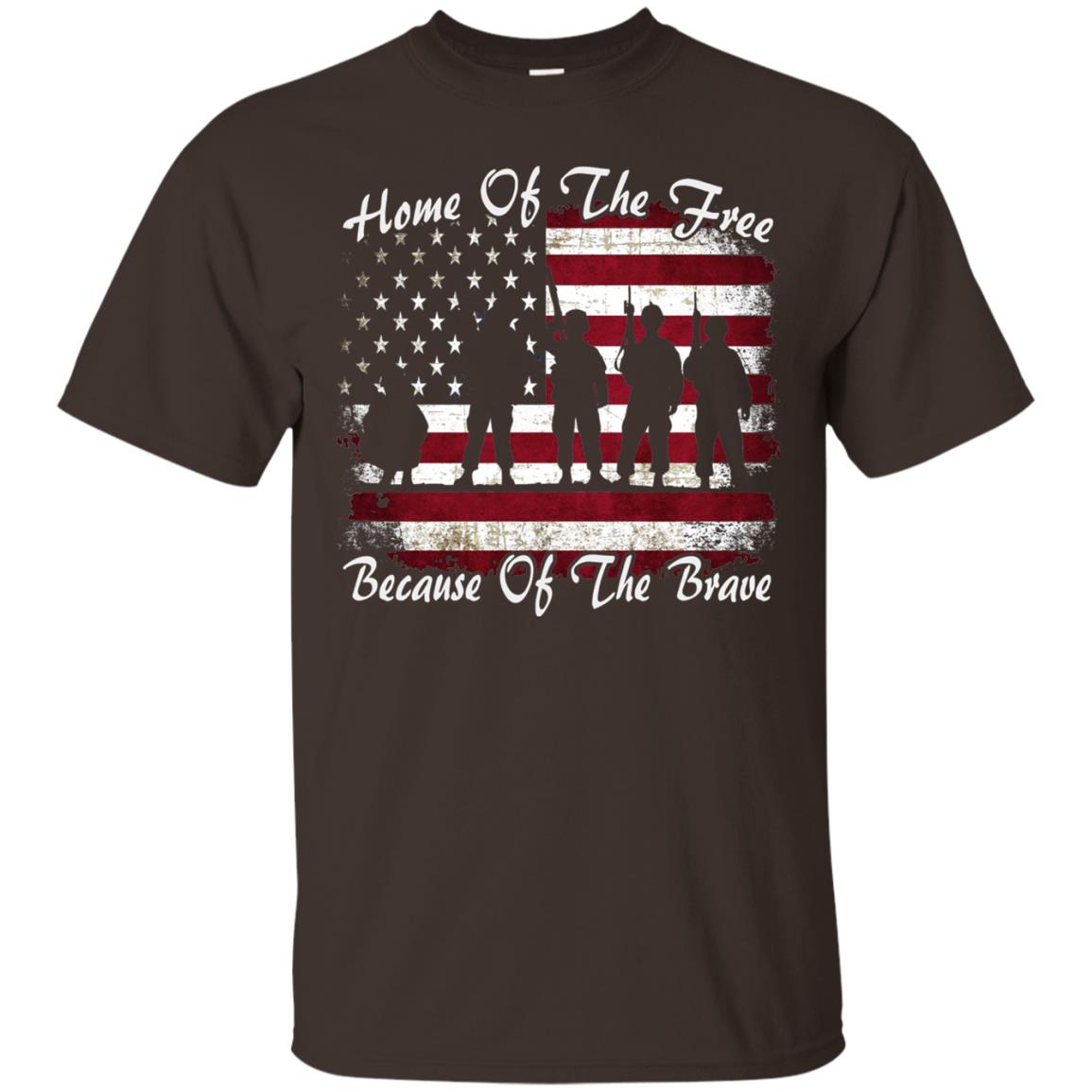 Home Of The Free Because Of The Brave Flag Military Shirt Dark Chocolate