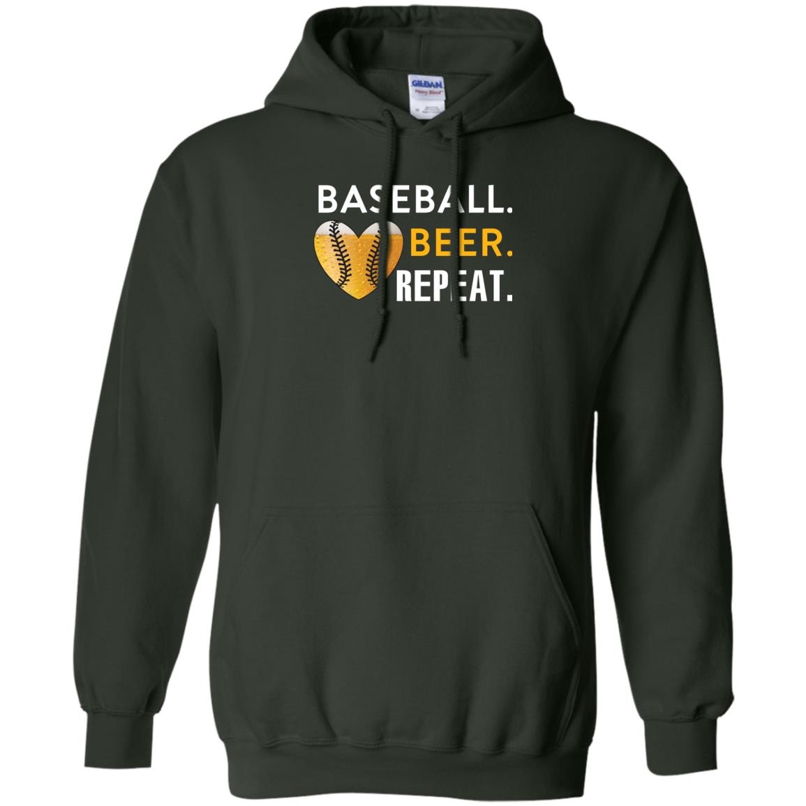 Baseball Lover T-shirt Beer Repeat Forest Green