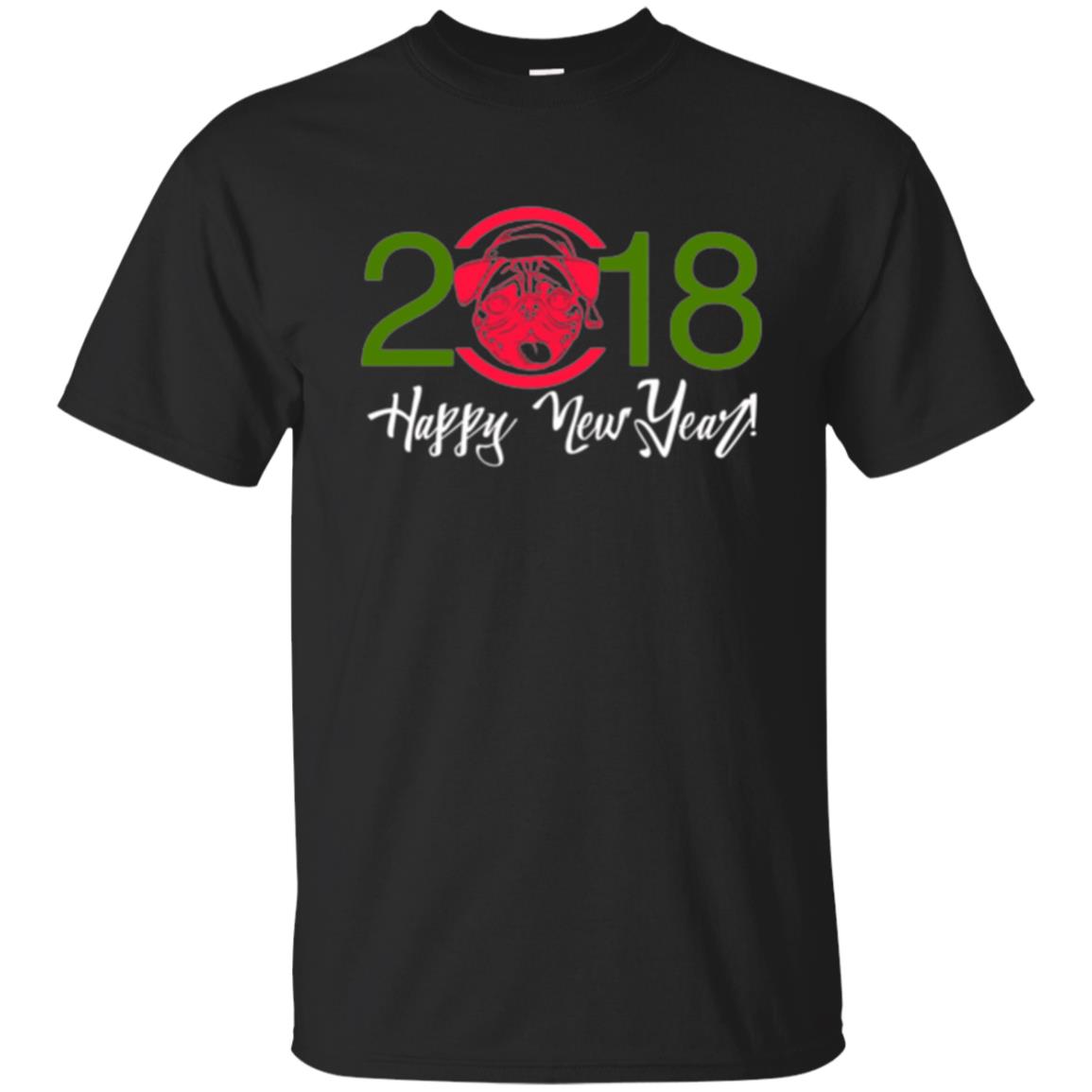 Dog Lovers T-shirt Happy New Year 2018 Black