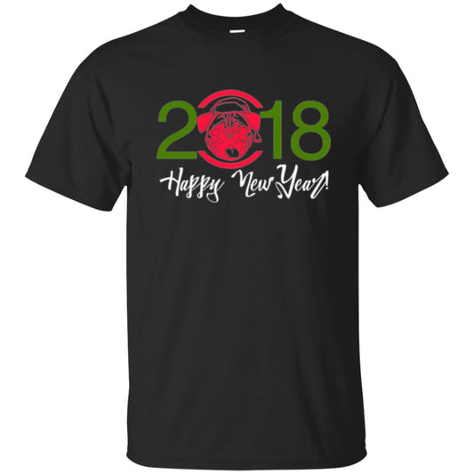 Dog Lovers T-shirt Happy New Year 2018 Black