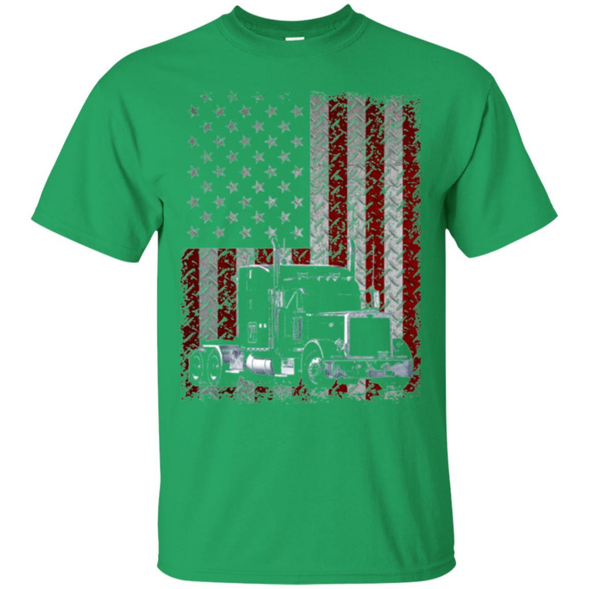 Trucker T-shirt Truck Driver American Flag Irish Green