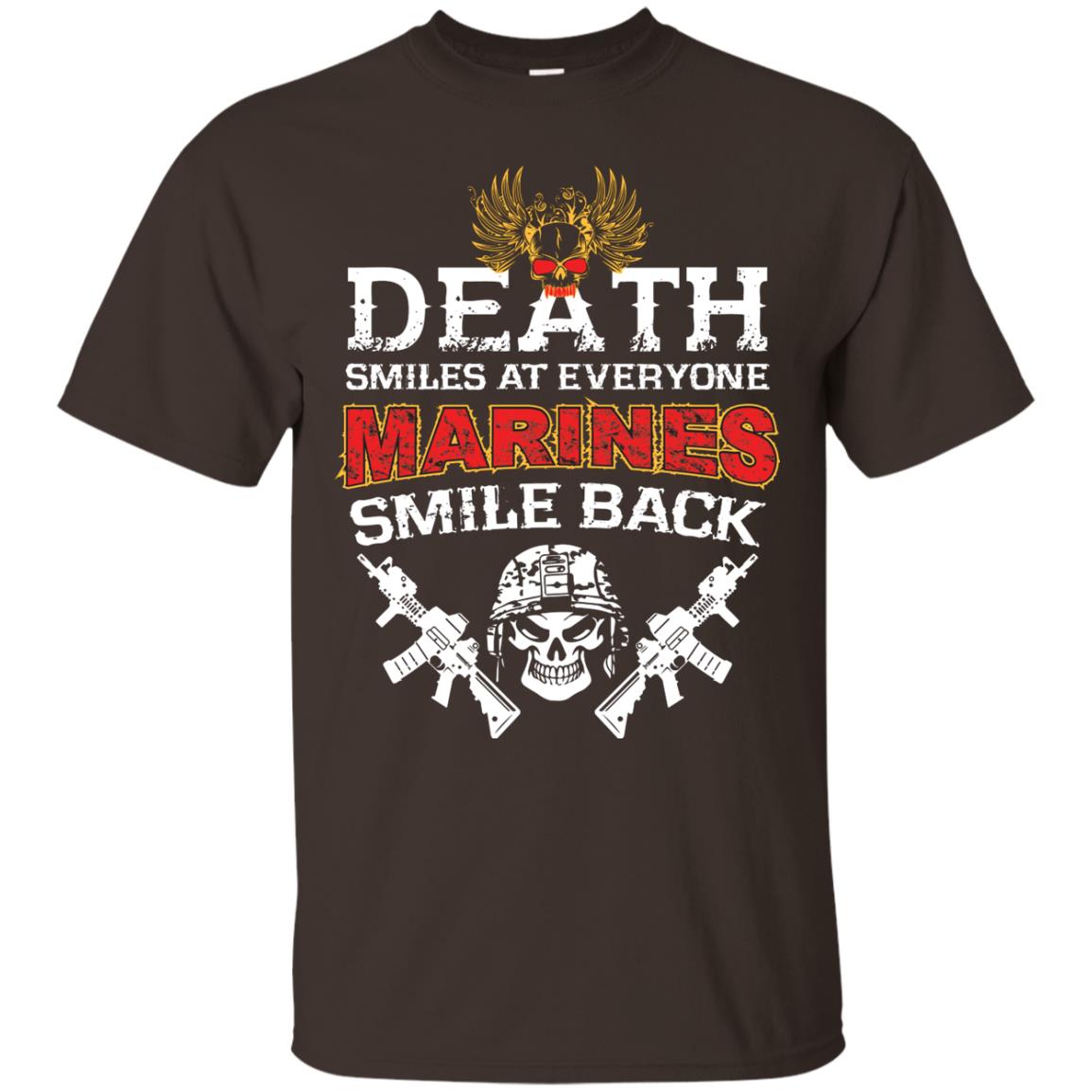 Death Smiles At Everyone Marines Smile Back Shirt Dark Chocolate