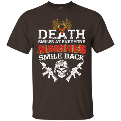 Death Smiles At Everyone Marines Smile Back Shirt Dark Chocolate