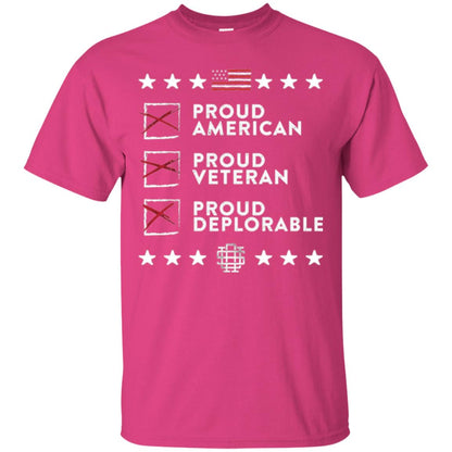 American T-shirt Proud American, Proud Veteran, Proud Deplorable Heliconia