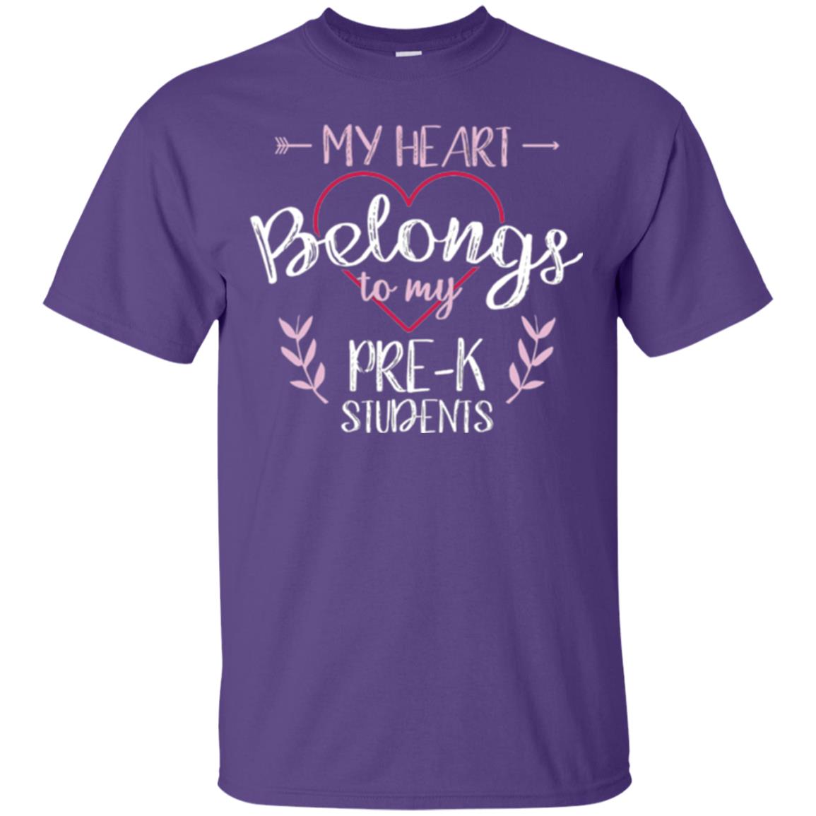 Teacher T-shirt My Heart Belongs To My Pre-k Students Purple