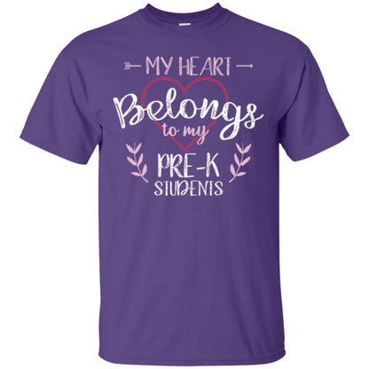 Teacher T-shirt My Heart Belongs To My Pre-k Students Purple