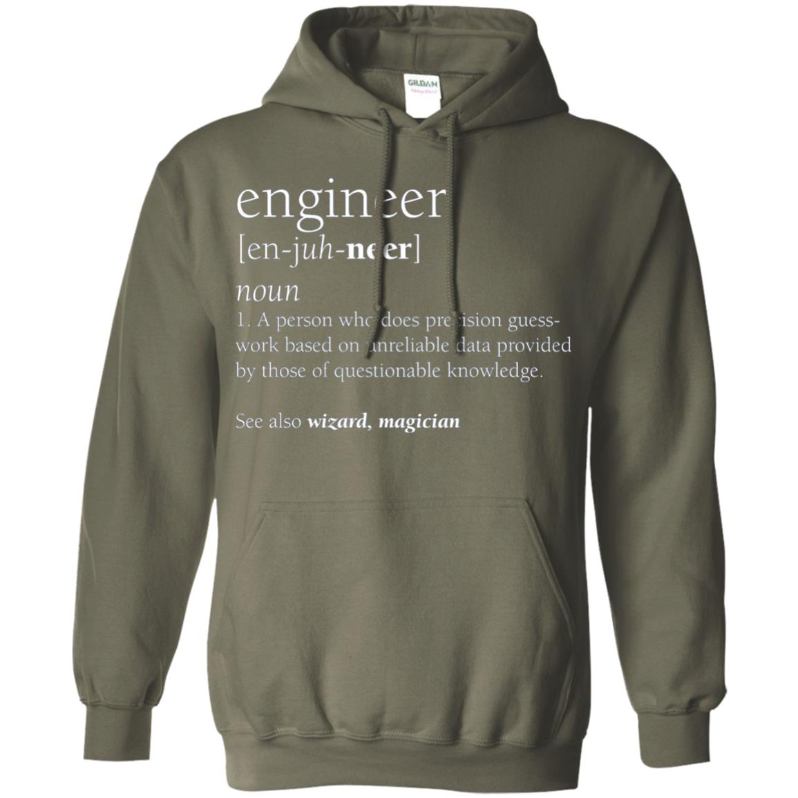 A Person Who Does Precision Guess Work Based On Unreliable Data Engineer Definition T-shirt Military Green