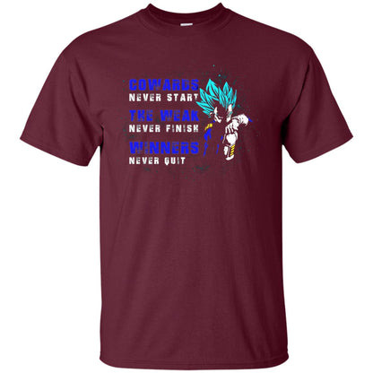 Cowards Never Start The Weak Never Finish Comic T-shirt Maroon